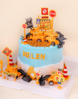 Handcrafted 6-inch custom cake with a construction truck theme, featuring edible truck designs, fluffy layers, and vibrant colors. Perfect for kids’ birthdays and celebrations in Malaysia.