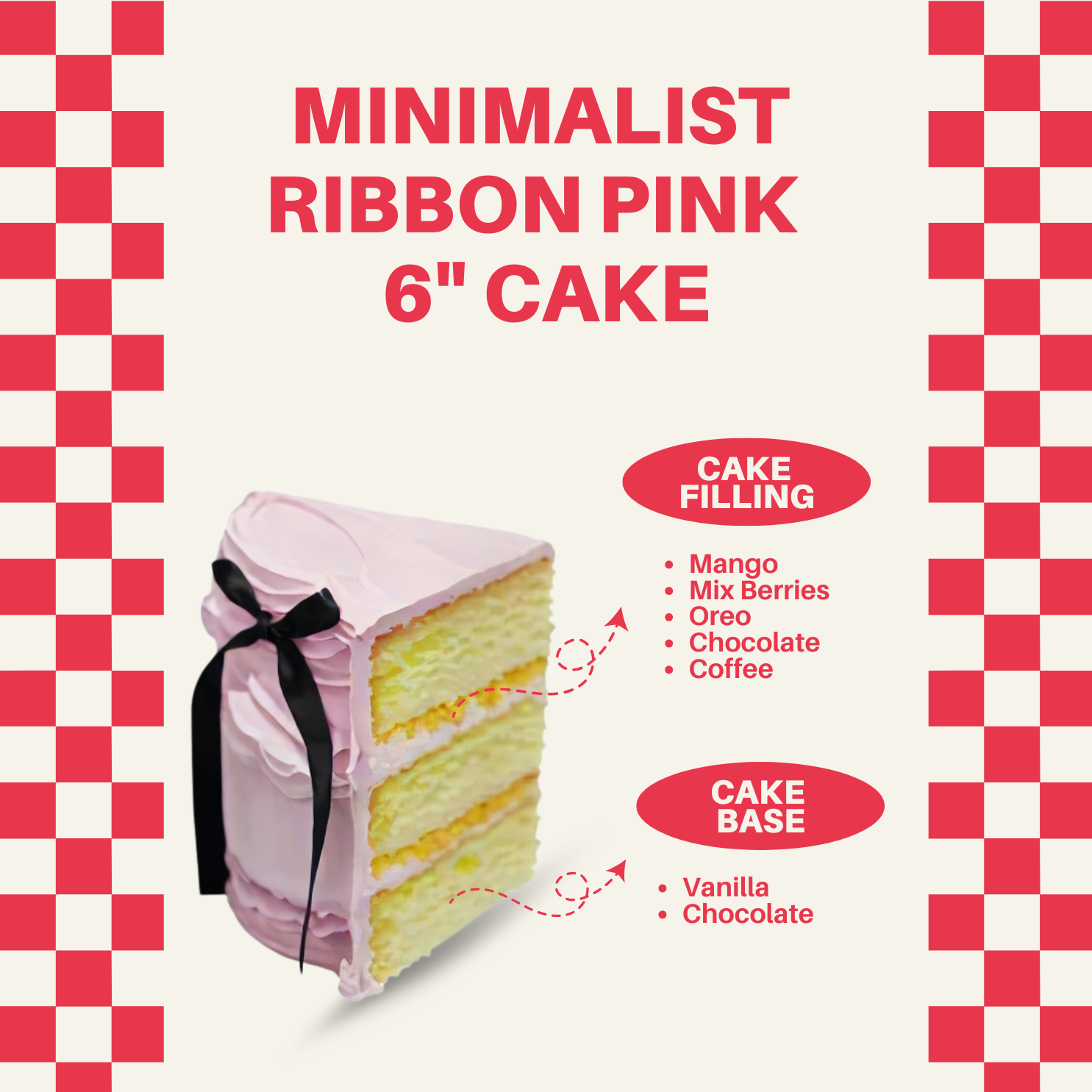 Minimalist Ribbon Pink Cake 6 Inch