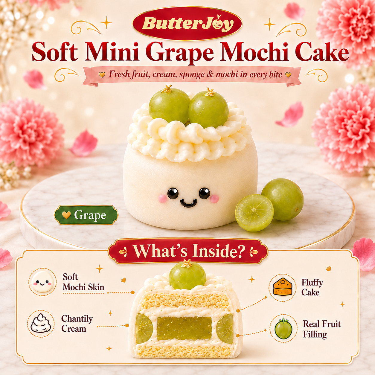 Double Joy Fruits Mochi Cake Series