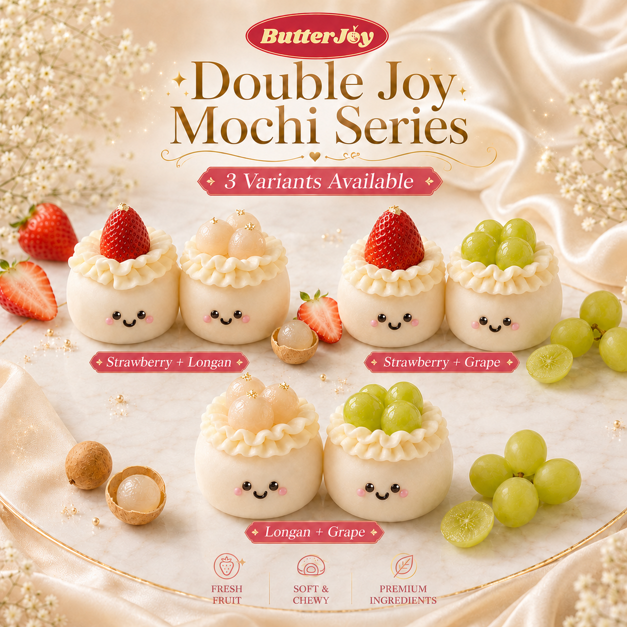 Double Joy Fruits Mochi Cake Series