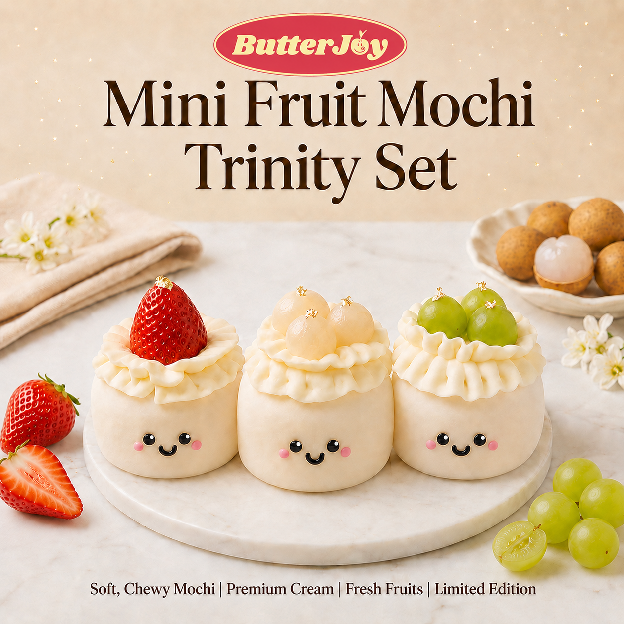 Fruits Mochi Cake - Trinity Set (3-in-1) – ButterJoy