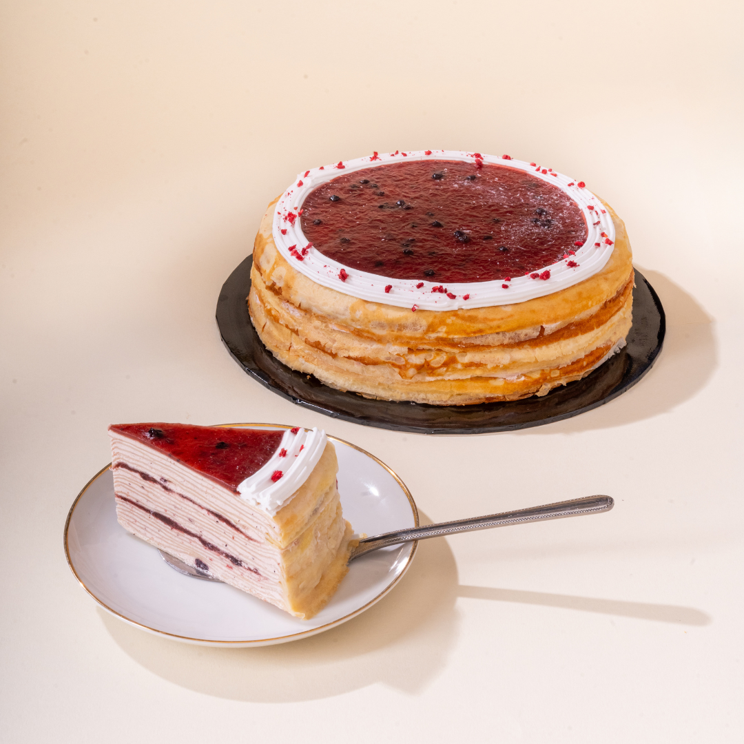 Freshly handcrafted crepe cake with creamy layers, available in Kuala Lumpur and across Malaysia. Perfect for birthdays, events, and dessert lovers near you