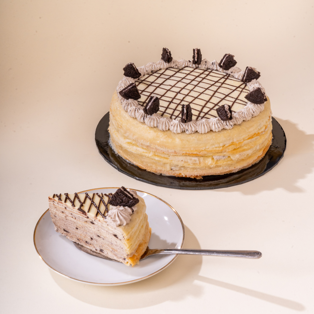 Freshly handcrafted crepe cake with creamy layers, available in Kuala Lumpur and across Malaysia. Perfect for birthdays, events, and dessert lovers near you