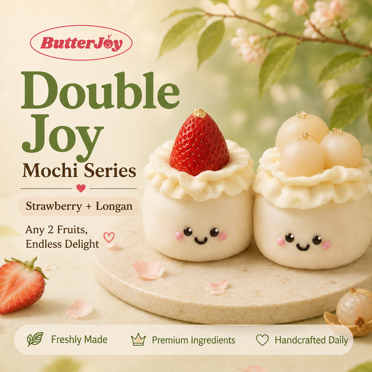 Double Joy Fruits Mochi Cake Series