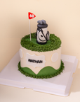 Golf-themed custom cake with intricate edible decorations, handcrafted for birthdays and events. Designer cake available in KL and Malaysia.