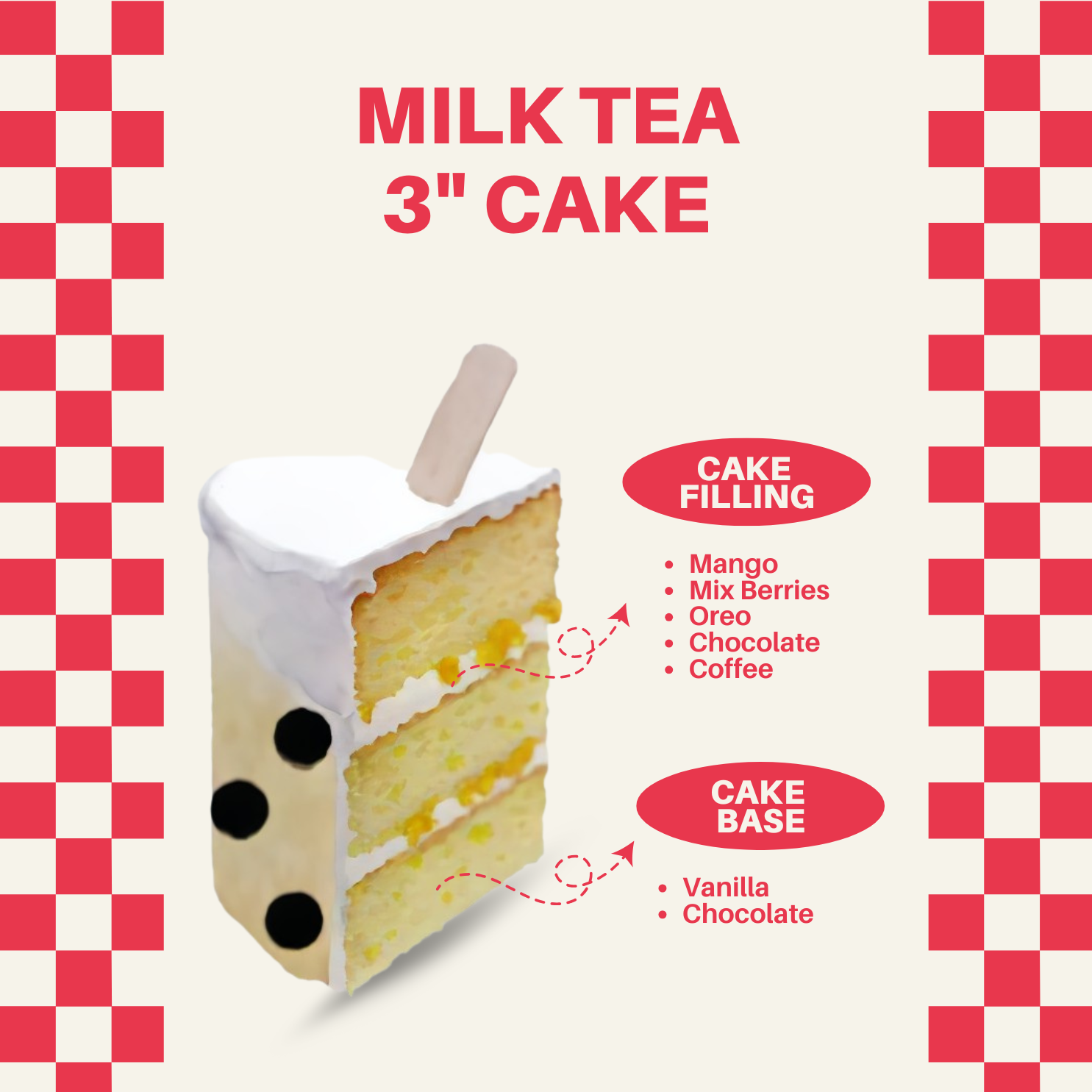 Order our Mini Character Design Cake (3-Inch) inspired by Milk Tea. Handcrafted for birthdays and celebrations, these designer cakes are available in Malaysia. Order your custom cake today!