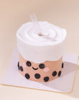 Mini 3-inch custom cake featuring a Milk Tea-inspired design, perfect for birthdays and special events in Malaysia. Handcrafted designer cake available for delivery.