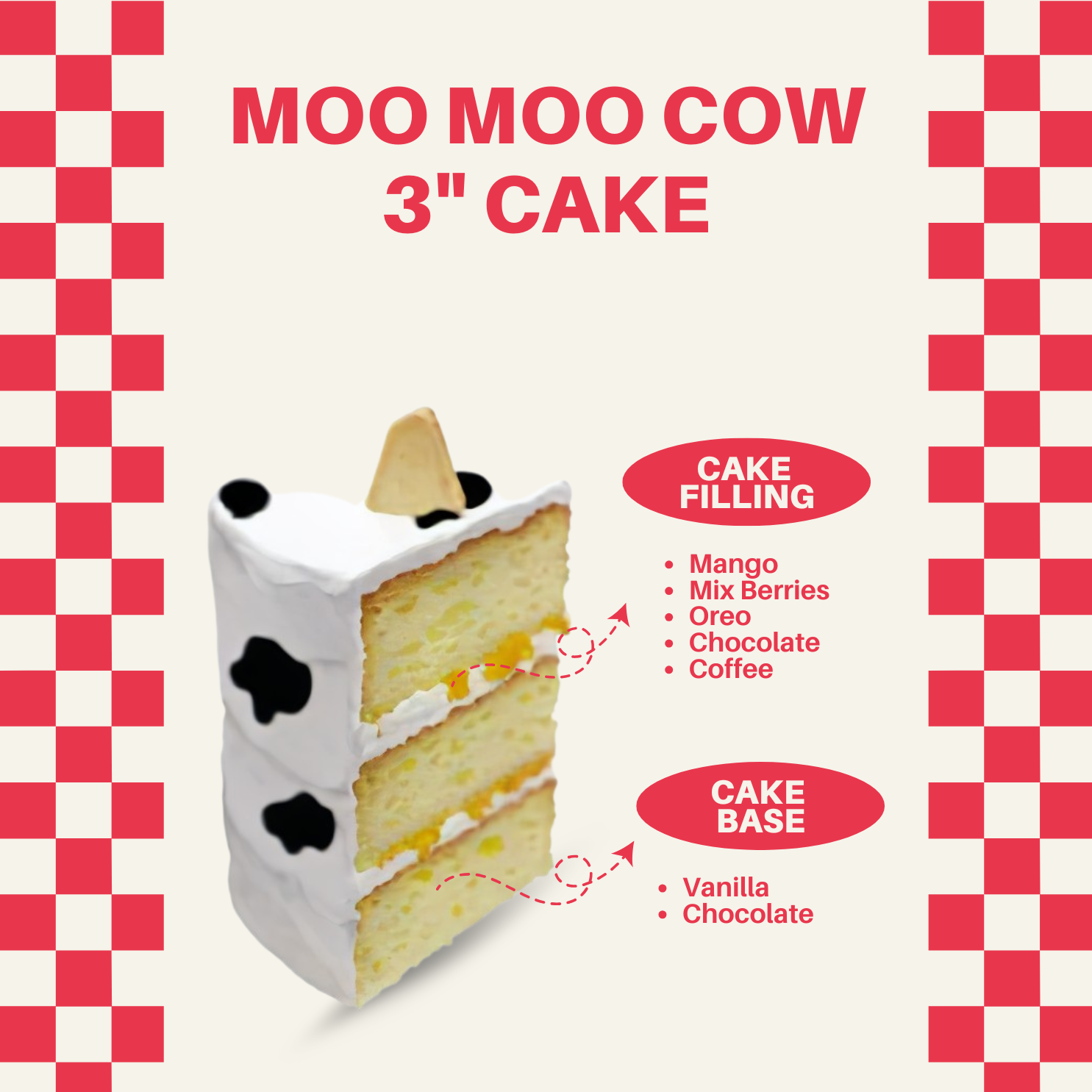 Moo Moo Cow Cartoon Design Cake 3-Inch | Same-Day Delivery | Perfect ...