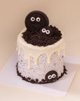 Mini 3-inch custom cake featuring a fun Oreo Monster design, handcrafted for birthdays and special events in Malaysia. Designer cake available for delivery.