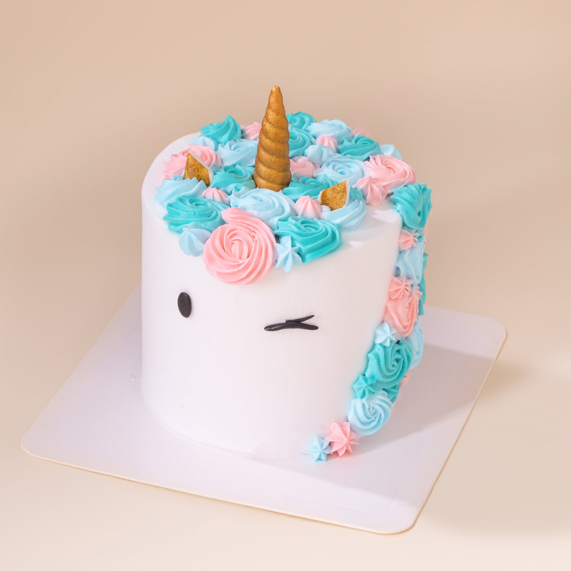 Mini 3-inch custom cake featuring a whimsical Pastel Unicorn design, handcrafted for birthdays and special celebrations in Malaysia. Designer cake available for delivery.