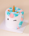 Mini 3-inch custom cake featuring a whimsical Pastel Unicorn design, handcrafted for birthdays and special celebrations in Malaysia. Designer cake available for delivery.