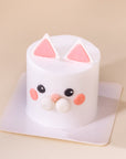 Mini 3-inch custom cake featuring an elegant White Cat design, handcrafted for birthdays and special celebrations in Malaysia. Designer cake available for delivery.